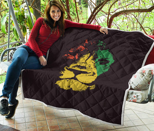 Grunge Rasta Lion Print Quilt