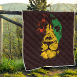 Grunge Rasta Lion Print Quilt