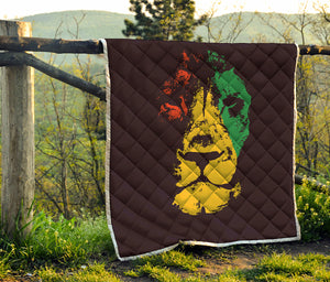 Grunge Rasta Lion Print Quilt