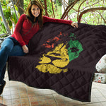 Grunge Rasta Lion Print Quilt