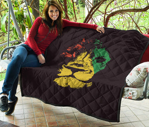 Grunge Rasta Lion Print Quilt