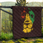 Grunge Rasta Lion Print Quilt