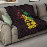 Grunge Rasta Lion Print Quilt