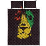 Grunge Rasta Lion Print Quilt Bed Set