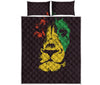 Grunge Rasta Lion Print Quilt Bed Set