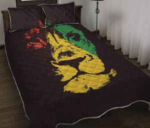 Grunge Rasta Lion Print Quilt Bed Set