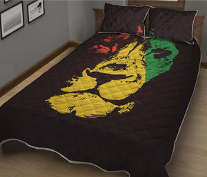 Grunge Rasta Lion Print Quilt Bed Set