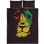 Grunge Rasta Lion Print Quilt Bed Set