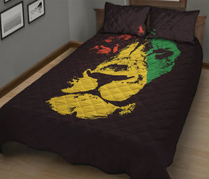 Grunge Rasta Lion Print Quilt Bed Set