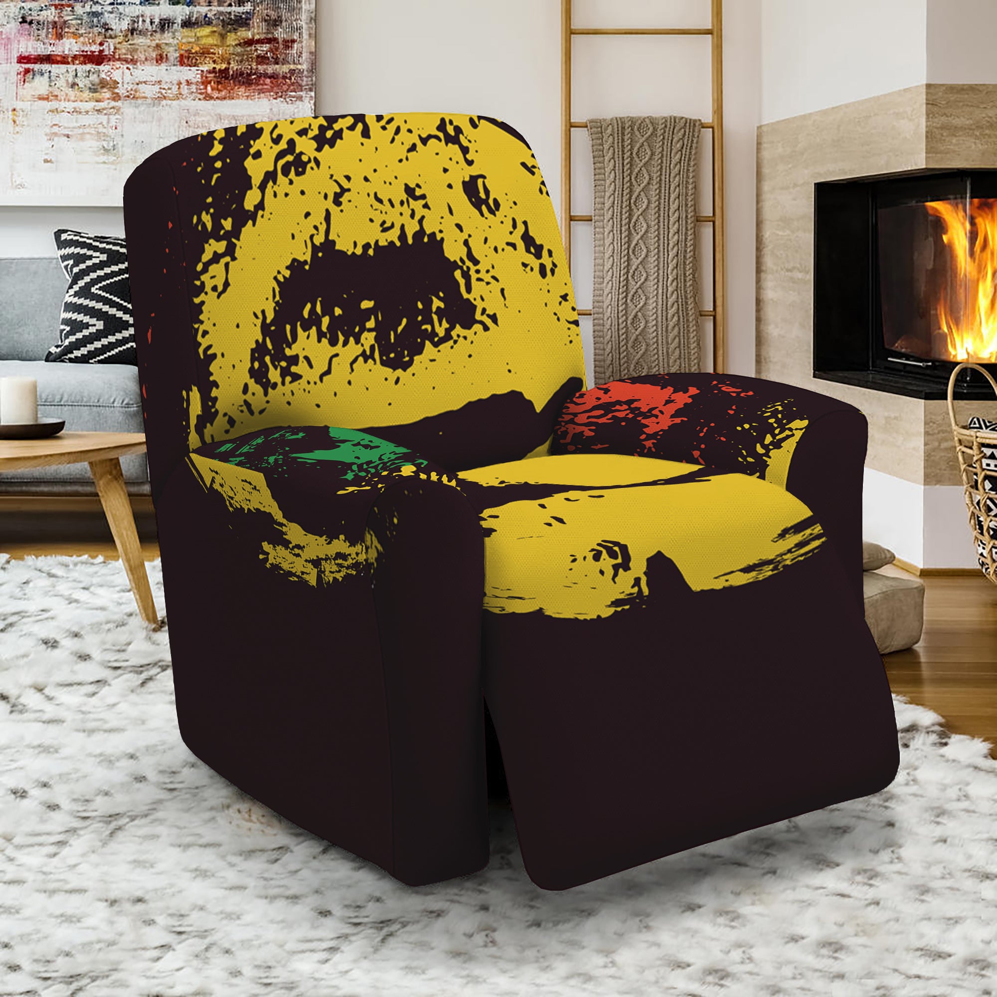 Grunge Rasta Lion Print Recliner Slipcover