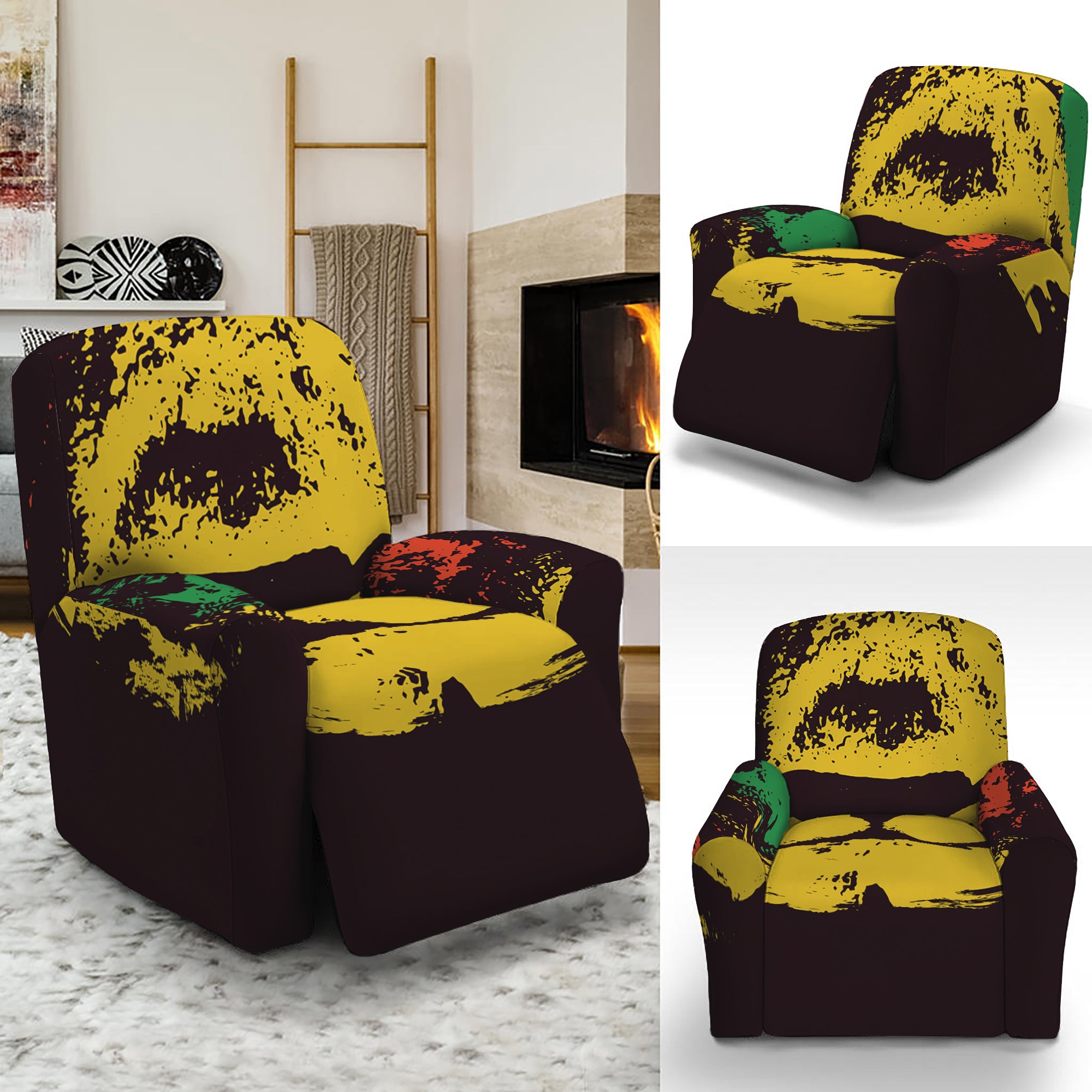 Grunge Rasta Lion Print Recliner Slipcover