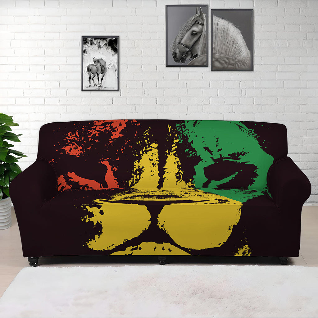 Grunge Rasta Lion Print Sofa Cover