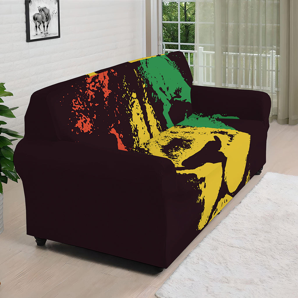 Grunge Rasta Lion Print Sofa Cover