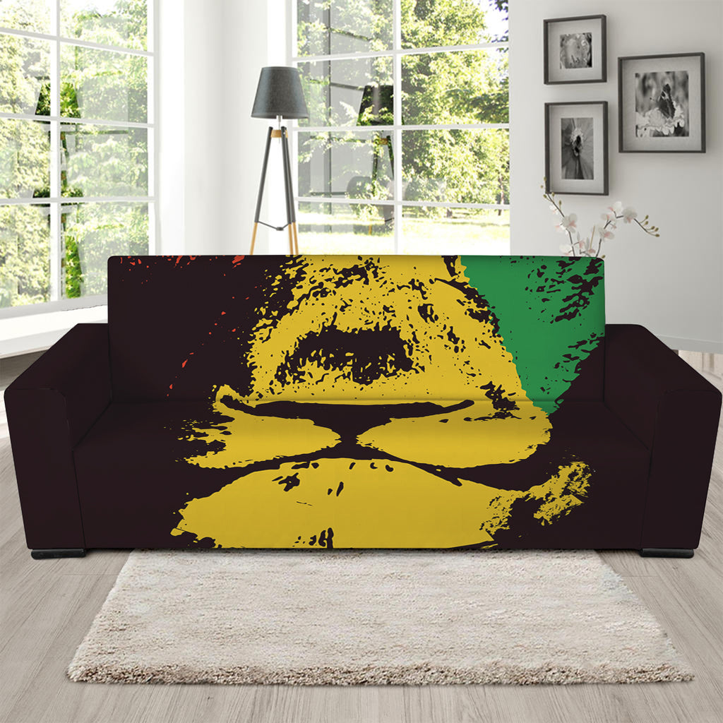 Grunge Rasta Lion Print Sofa Slipcover