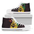 Grunge Rasta Lion Print White High Top Sneakers
