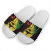 Grunge Rasta Lion Print White Slide Sandals