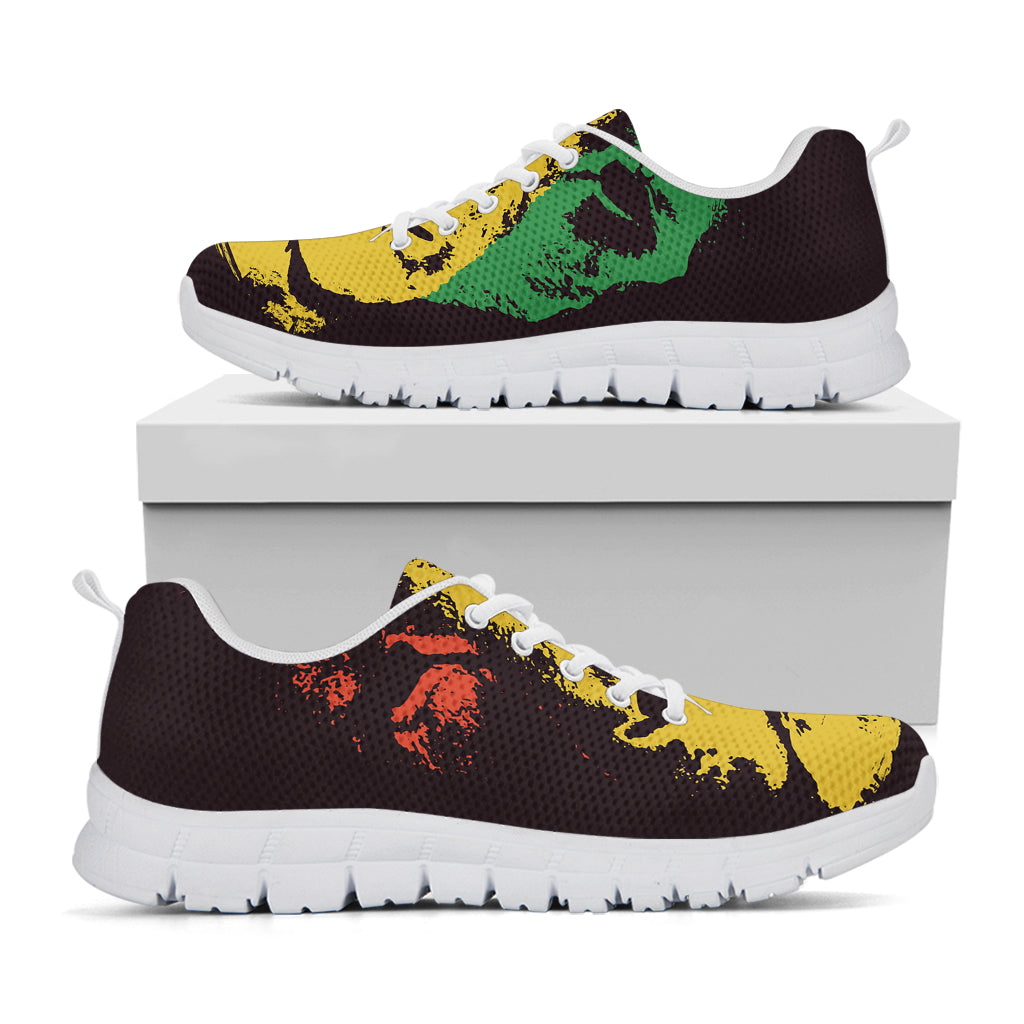 Grunge Rasta Lion Print White Sneakers