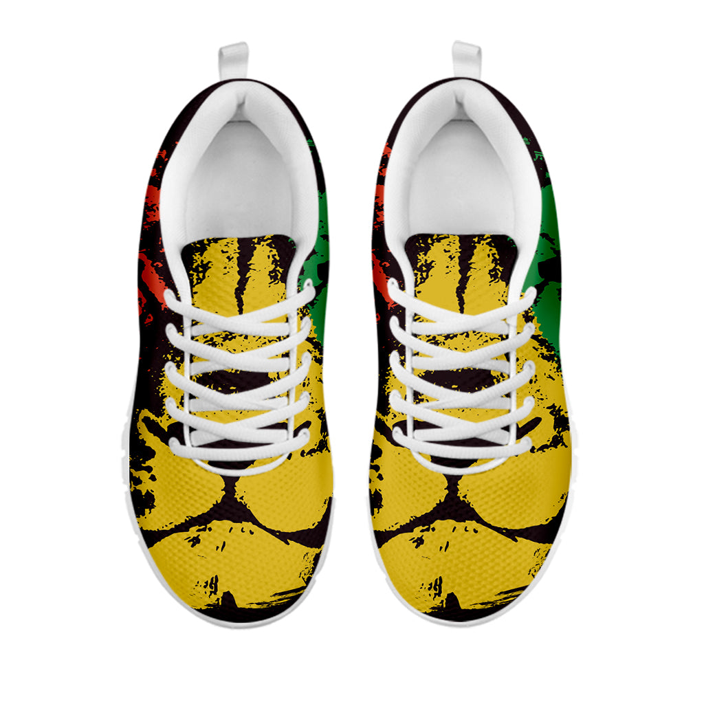 Grunge Rasta Lion Print White Sneakers