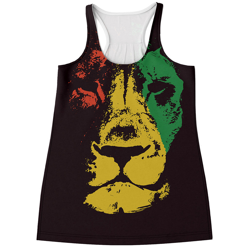 Grunge Rasta Lion Print Women's Racerback Tank Top