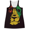 Grunge Rasta Lion Print Women's Racerback Tank Top