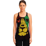 Grunge Rasta Lion Print Women's Racerback Tank Top