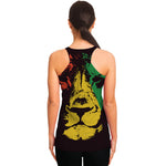 Grunge Rasta Lion Print Women's Racerback Tank Top