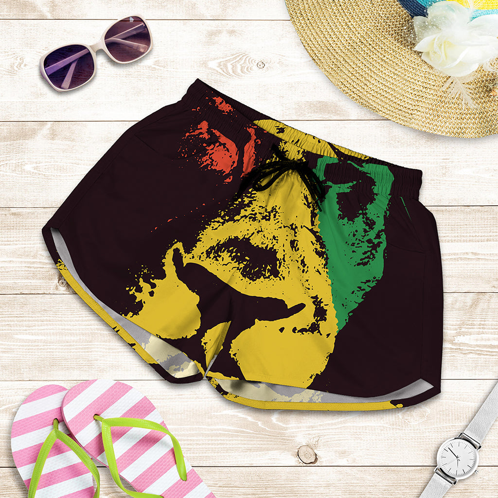 Grunge Rasta Lion Print Women's Shorts