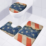 Grunge Ripped Paper American Flag Print 3 Piece Bath Mat Set