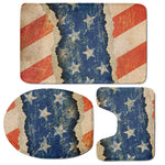 Grunge Ripped Paper American Flag Print 3 Piece Bath Mat Set