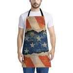 Grunge Ripped Paper American Flag Print Apron