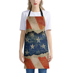 Grunge Ripped Paper American Flag Print Apron