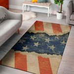 Grunge Ripped Paper American Flag Print Area Rug