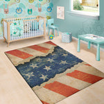 Grunge Ripped Paper American Flag Print Area Rug
