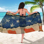 Grunge Ripped Paper American Flag Print Beach Sarong Wrap