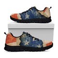 Grunge Ripped Paper American Flag Print Black Running Shoes