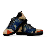 Grunge Ripped Paper American Flag Print Black Sneakers