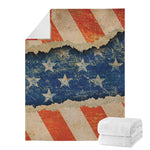 Grunge Ripped Paper American Flag Print Blanket