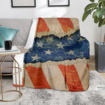 Grunge Ripped Paper American Flag Print Blanket