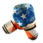 Grunge Ripped Paper American Flag Print Boxing Gloves