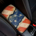 Grunge Ripped Paper American Flag Print Car Center Console Cover
