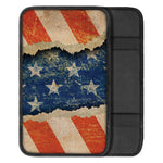 Grunge Ripped Paper American Flag Print Car Center Console Cover