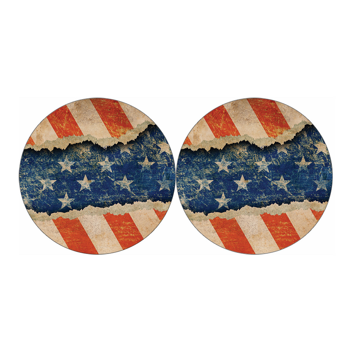 Grunge Ripped Paper American Flag Print Car Coasters