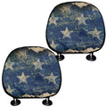 Grunge Ripped Paper American Flag Print Car Headrest Covers