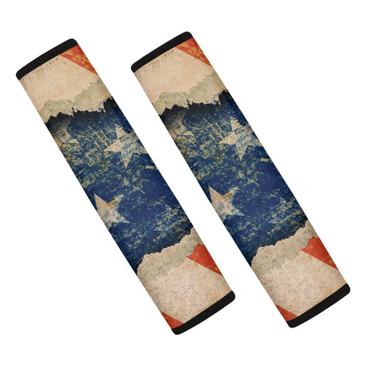 Grunge Ripped Paper American Flag Print Car Seat Belt Covers