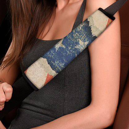 Grunge Ripped Paper American Flag Print Car Seat Belt Covers