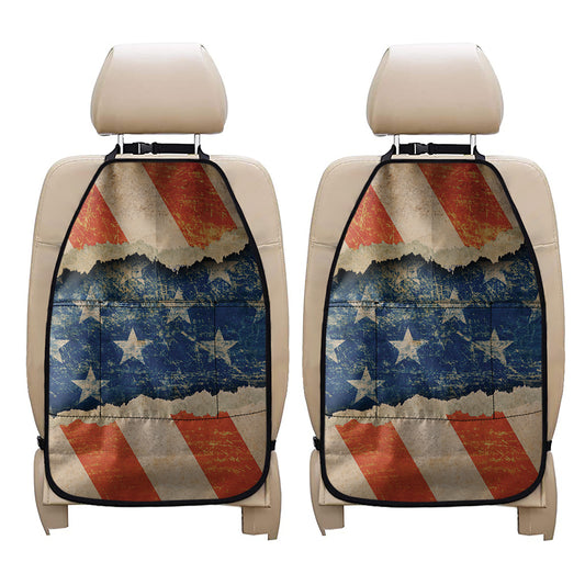 Grunge Ripped Paper American Flag Print Car Seat Organizers