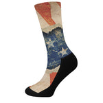 Grunge Ripped Paper American Flag Print Crew Socks