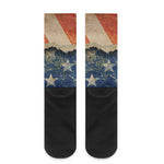 Grunge Ripped Paper American Flag Print Crew Socks