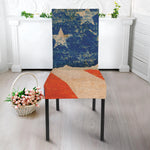 Grunge Ripped Paper American Flag Print Dining Chair Slipcover