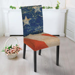 Grunge Ripped Paper American Flag Print Dining Chair Slipcover